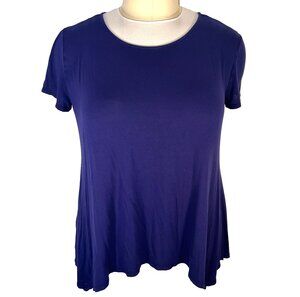 Misia Tunic Blouse Women's 2X Blue Sharkbite Hem Swing Tunic Tee Shirt